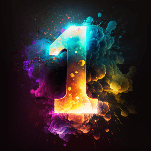 1 Number 1, luminous, colourful